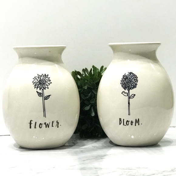 Rae Dunn "FLOWER" & “BLOOM” Ceramic Bud Vases Set - Picture 1 of 1